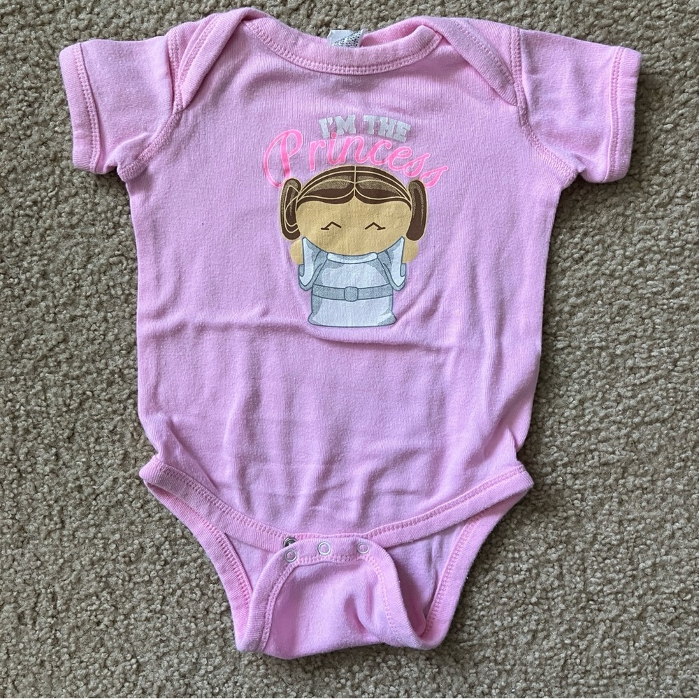 Pink Onesie with Princess Leia graphic